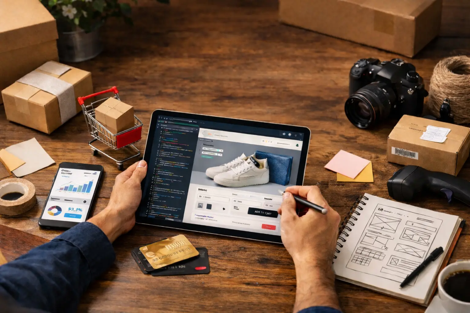 Business professional using a digital tablet with analytics, global connectivity, and team network visuals, representing an IT staff augmentation agency in New York.