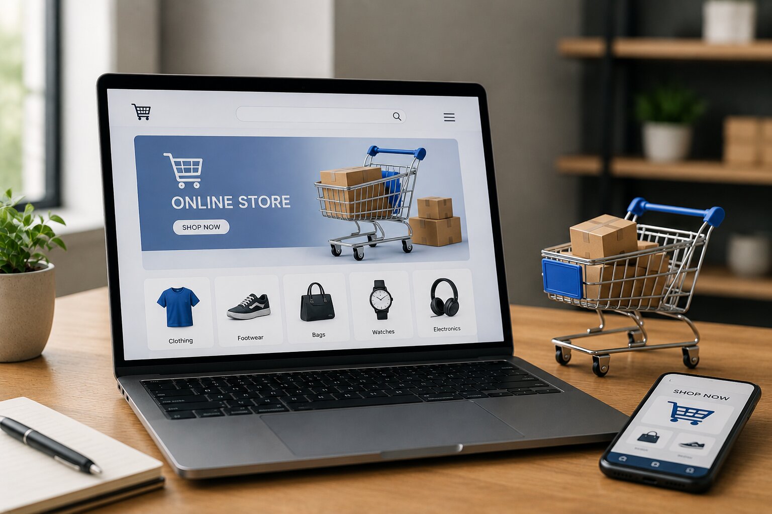 Laptop displaying a subscription-based ecommerce dashboard with online shopping, recurring payments, customer subscriptions, and ecommerce analytics.